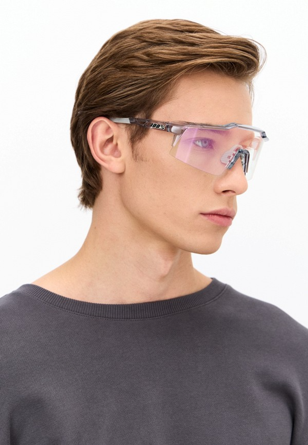 Спортивные очки с диоптриями 100% Speedcraft SL / Polished Translucent Grey / Rose Gold Mirror Photochromic