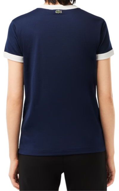 Женская теннисная футболка Lacoste Slim Fit Cotton Tennis T-Shirt - navy blue/white