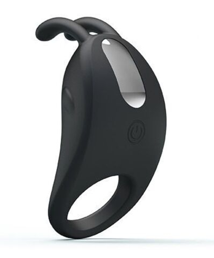Чёрное эрекционное кольцо с вибрацией Rabbit Vibrator