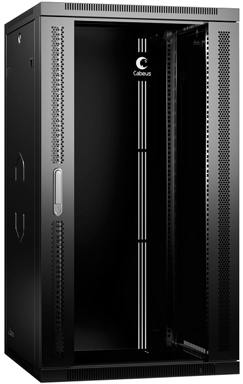 Шкаф настенный 19", 22U Cabeus SH-05F-22U60/60-R-BK