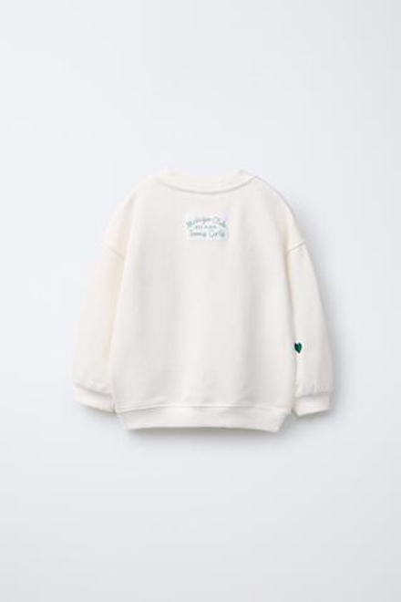 ZARA ХУДИ В СПОРТИВНОМ СТИЛЕ С ВЫШИТОЙ НАДПИСЬЮ, ЭКРЮ
