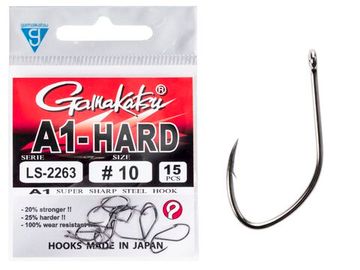 Крючки Gamakatsu A1 LS-2263 EYED HOOKS BLACK  разм. 10 15шт.