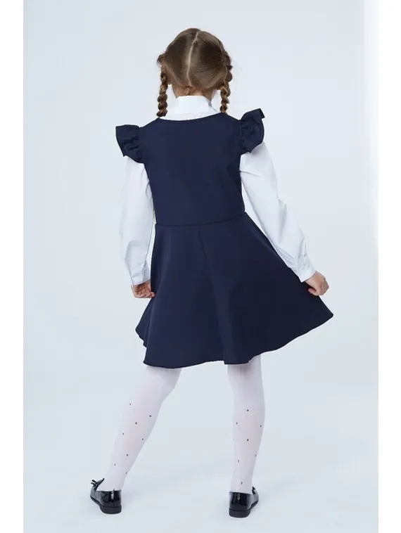 Школьный сарафан для девочки, цвет синий, рост 122