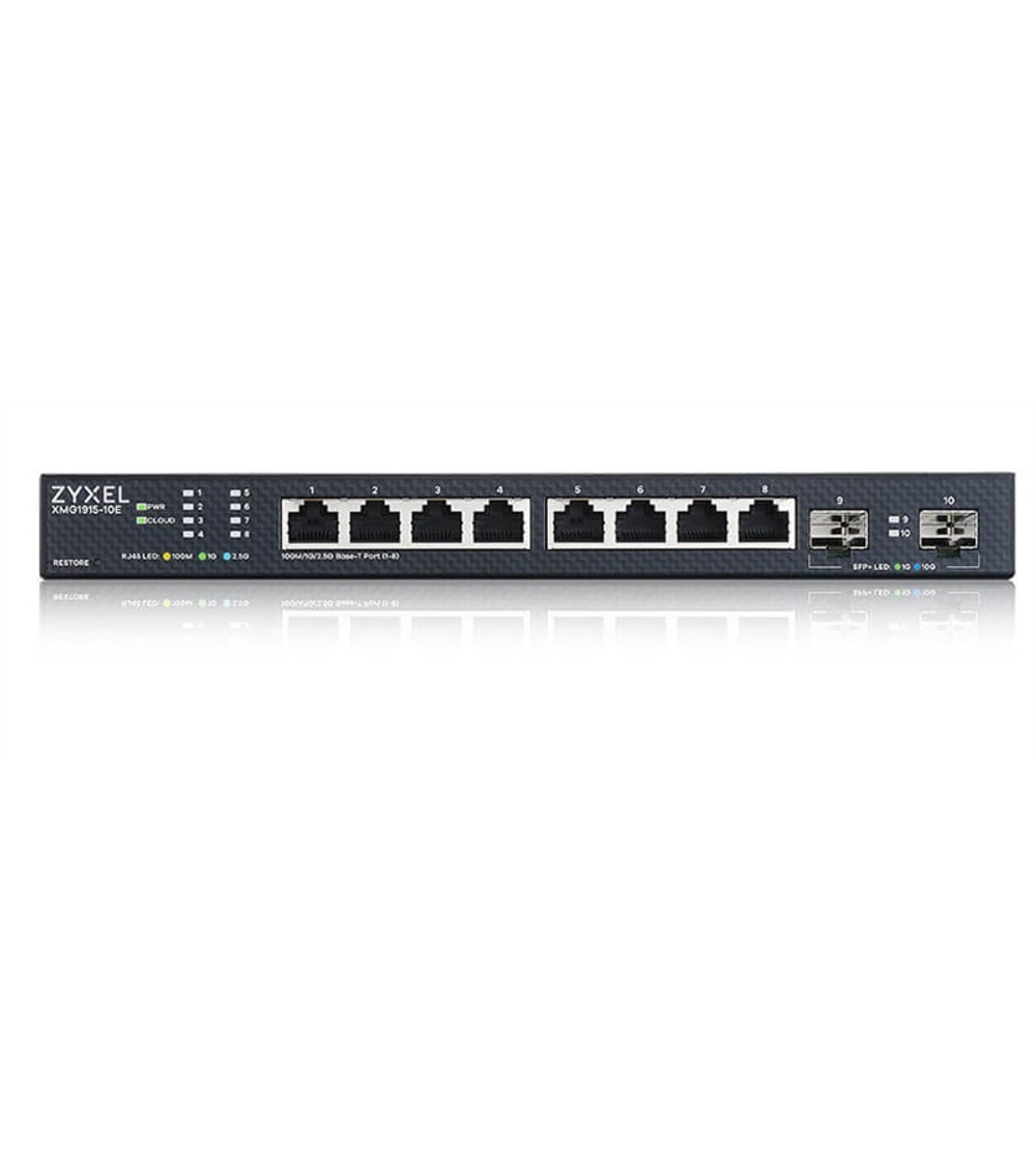 Мультигигабитный Smart L3 Lite коммутатор Zyxel NebulaFlex XMG1915-10E, 8xRJ-45: 1/2.5G, 2xSFP+, бесшумный (без вентилятора)