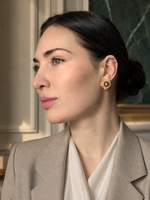 Клипсы "Цветы" ручной работы из бисера с камнем Цитрин и кристаллами Swarovski