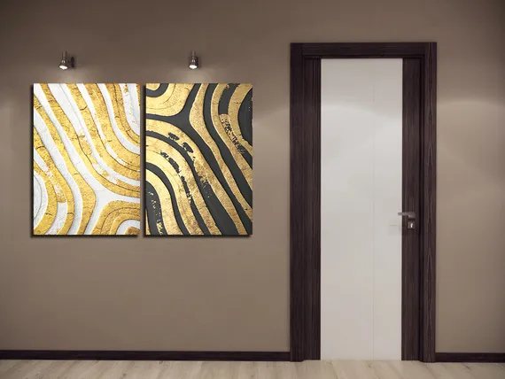 Модульная картина "Золотые волны"