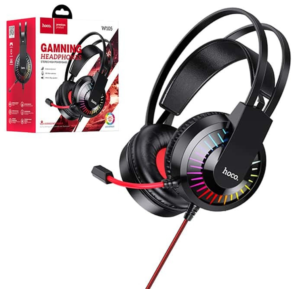 Игровые наушники HOCO W105 (черно-красный)