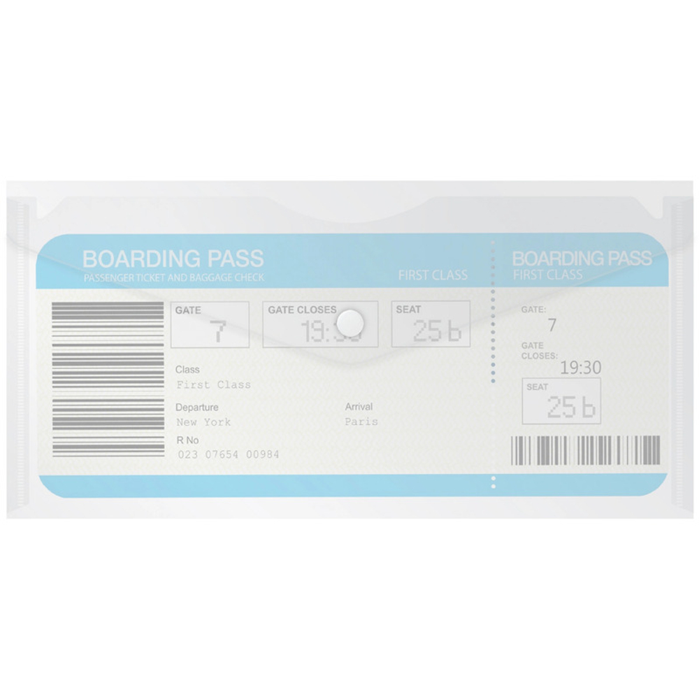 Папка-конверт на кнопке Бюрократ TRAVEL, С6, 180 мкм, прозрачная