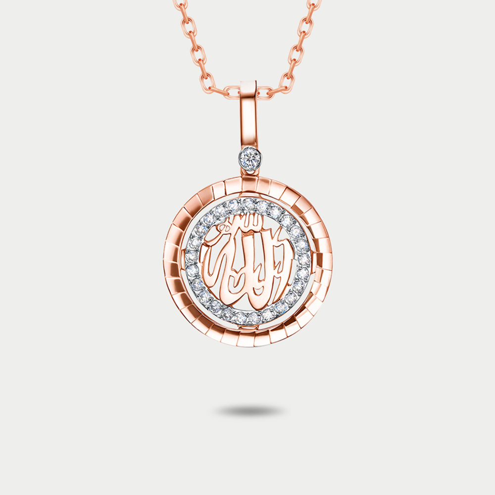 Подвеска мусульманская из розового золота 585 пробы с фианитами (арт. 0305364)