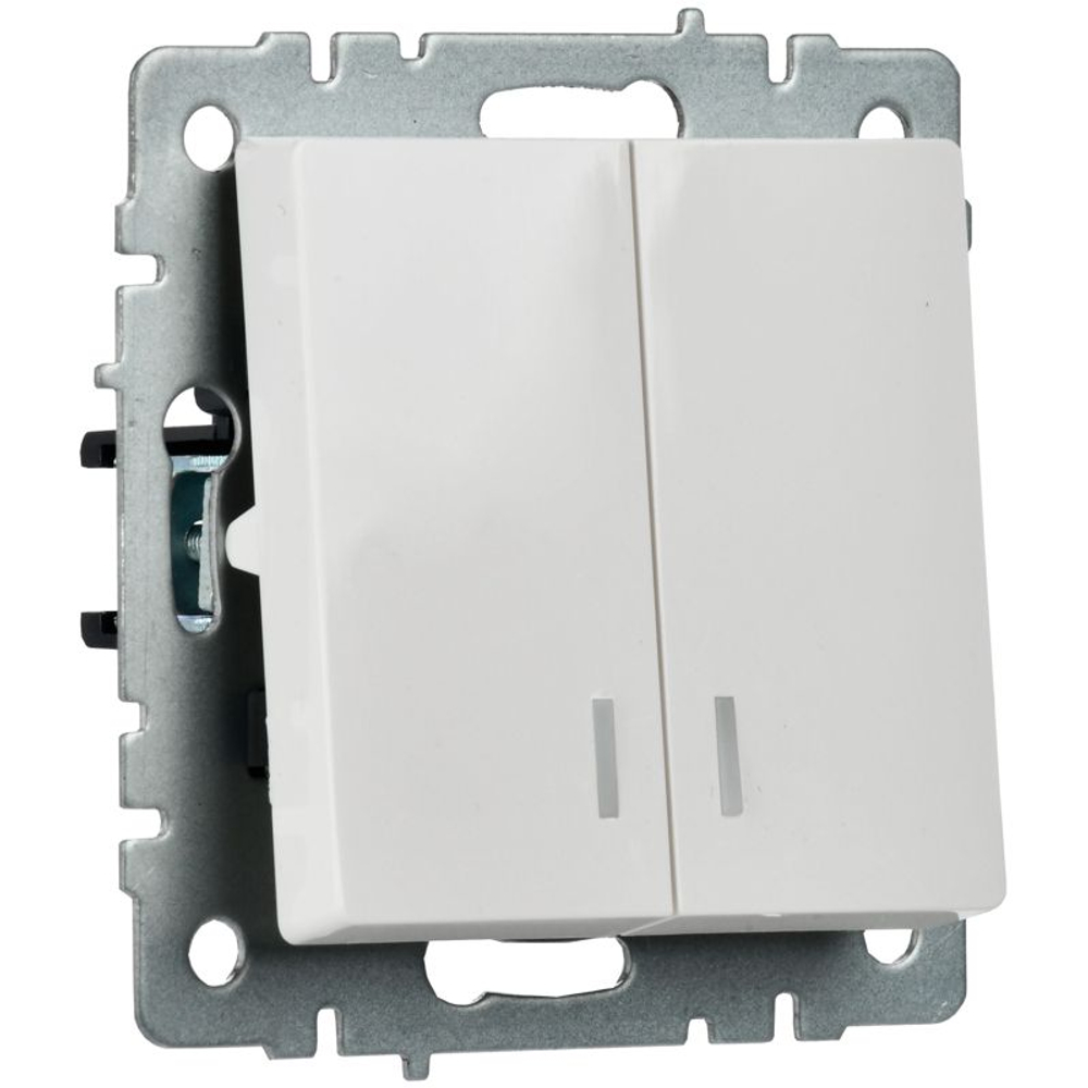 Выключатель 2-кл. СП BRITE ВС10-2-1-БрБ 10А с индик. механизм бел. IEK BR-V20-1-10-K01