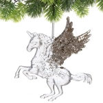 Подвеска «Сказочный единорог» 13*13 см, Белый/Золотой блеск
