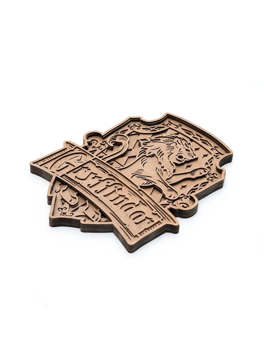 3D картина по номерам Гриффиндор герб Хогвартс (Гарри Поттер), подарочный набор для творчества, многослойное панно из дерева для раскрашивания и сборки, антистресс мандала для рисования