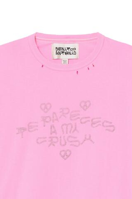 ZARA X BENITO ANTONIO ФУТБОЛКА С ЭФФЕКТОМ ПОТЕРТОСТЕЙ, РОЗОВЫЙ