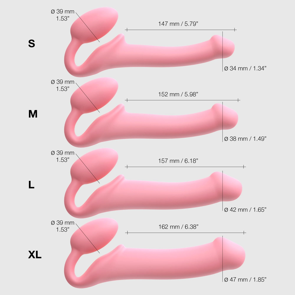 Гибкий страпон Strap-on-me Semi-Realiste, розовый, S