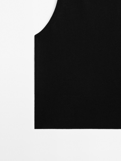 Massimo Dutti Топ из полупрозрачной ткани с круглым вырезом, черный