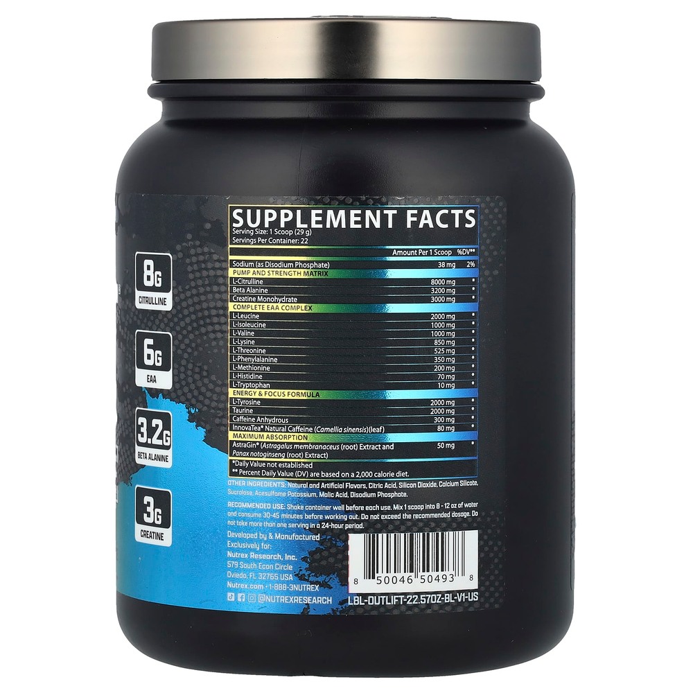 Nutrex Research, Outlift® Clinical, черничный лимонад, 639,91 г (22,57 унции)