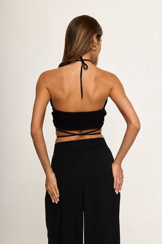 Топ с драпировкой из вискозы черного цвета