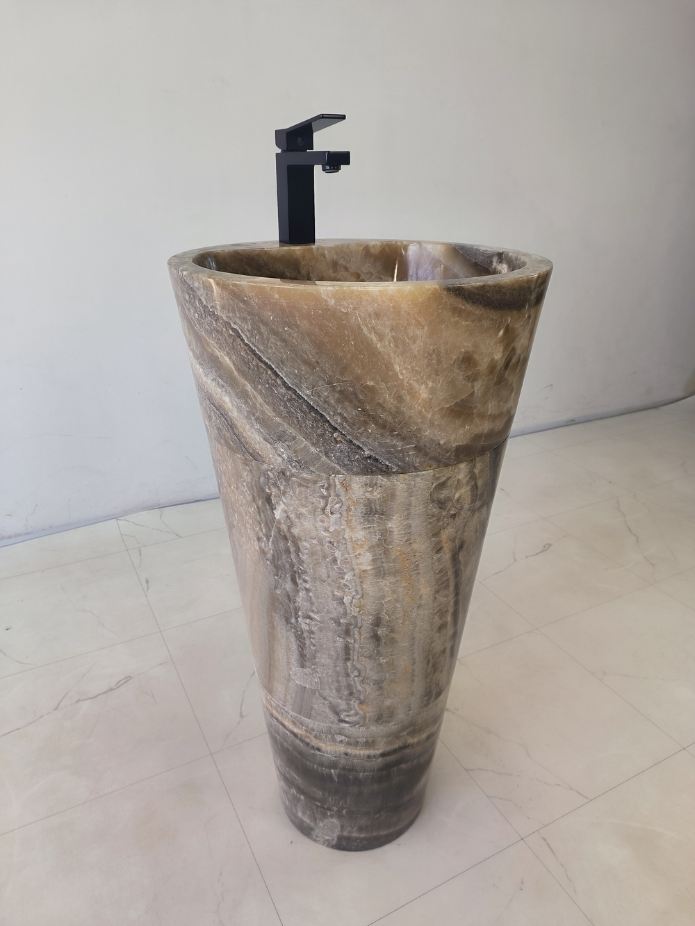 Раковина напольная из оникса Grey ON-61365 (45*45*90)