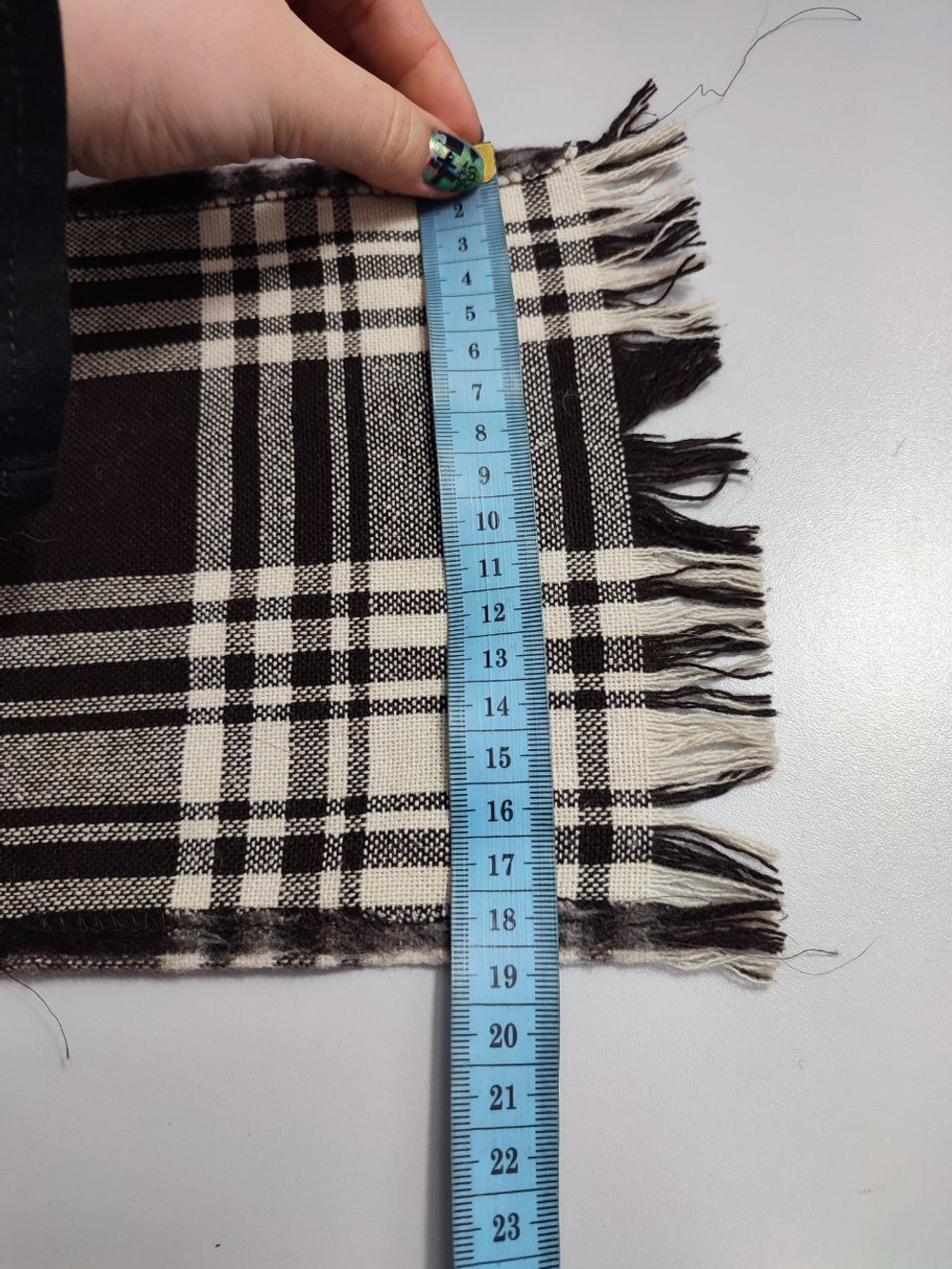 Шарф в клетку с шерстью