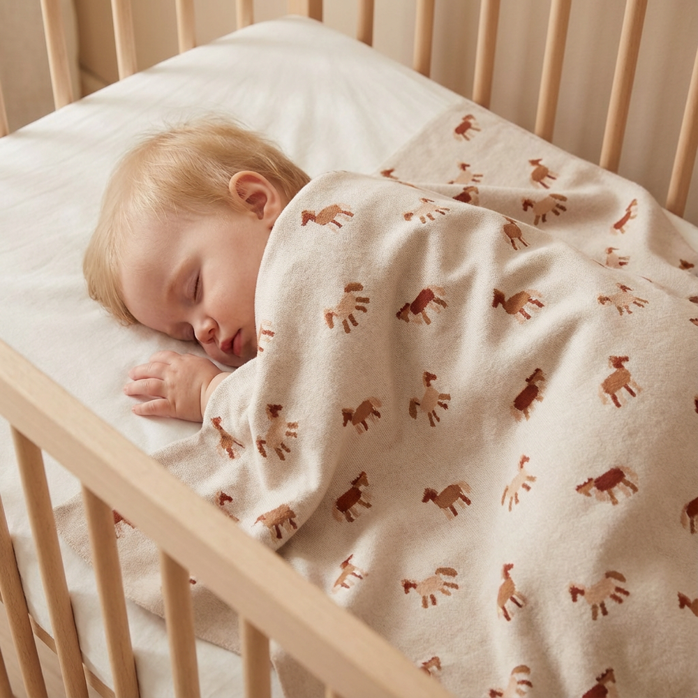 8065-325 Плед вязаный (лошадки)