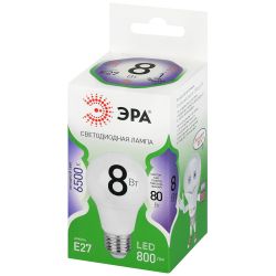 Лампа светодиодная ЭРА GREEN LINE LED A60-8W-865-E27 GL 8Вт груша холодный свет E27 | Лампы cветодиодные Груша (A)