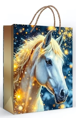 Пакет подарочный ламинированный M "Лошадь белая" 70000831 (Мир поздравлений)