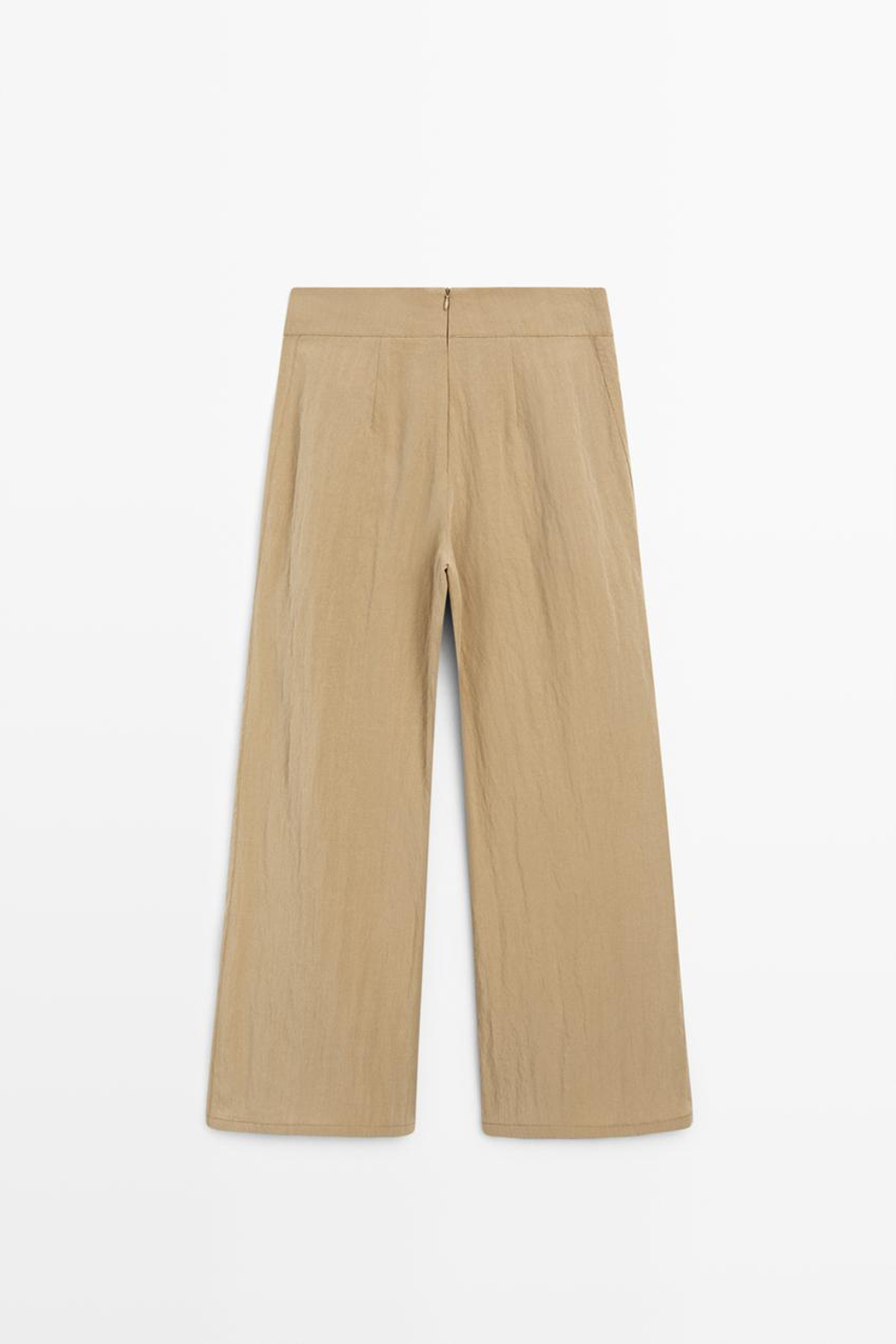 Massimo Dutti Брюки-палаццо со складками, цвет верблюжьей шерсти