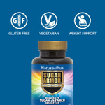 NaturesPlus, Sugar Armor, добавка для контроля сахара, 60 вегетарианских капсул