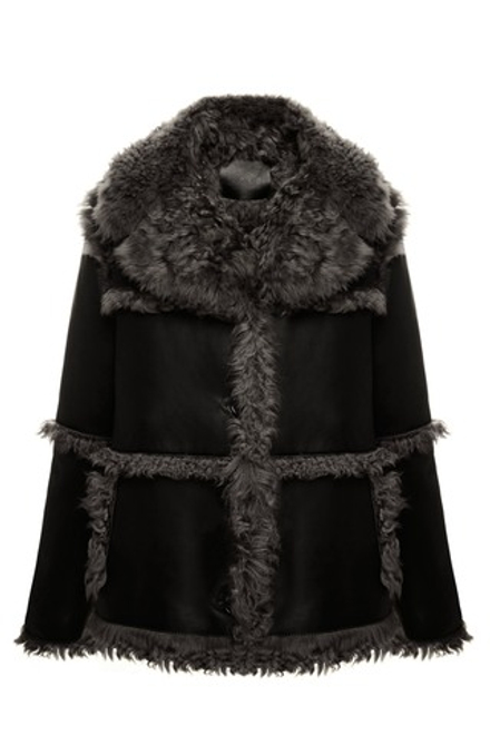 Двусторонняя чёрно-серая шуба-дублёнка