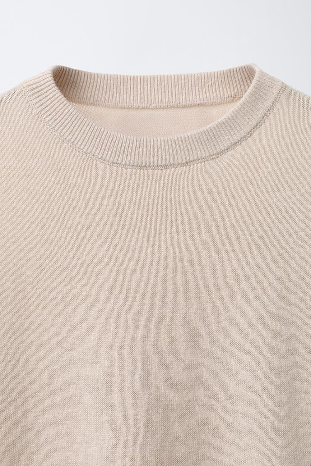 ZARA ХЛОПКОВАЯ ФУТБОЛКА, БЕЖЕВЫЙ