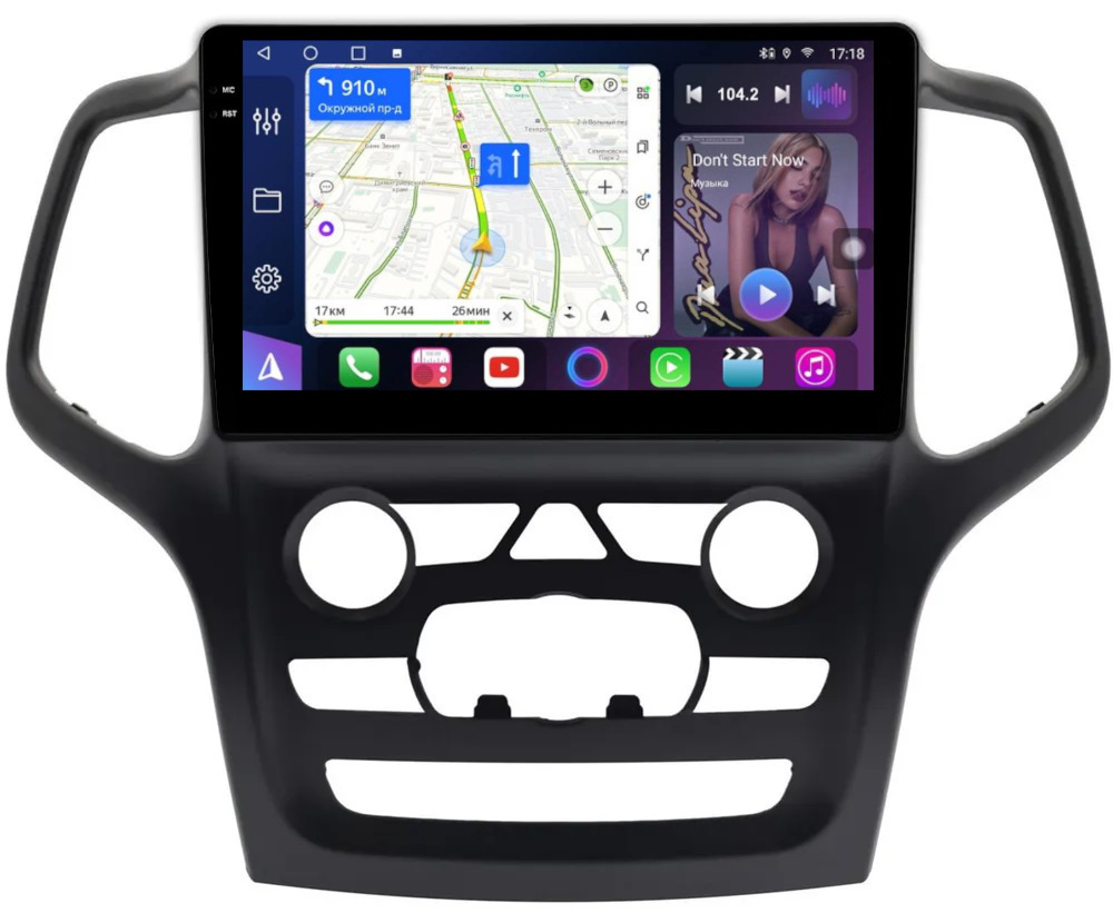 Магнитола для Jeep Grand Cherokee WK2 2013-2021 (взамен 5" экрана) - FarCar BM9-9564F2 монитор 9.5" QLED на Android 14, TS10, 4+32Гб, CarPlay, 4G SIM-слот