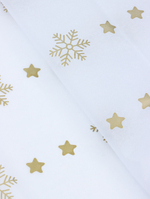 Бумага упаковочная тишью "Снежинки со звездами", золотистый, 50 х 66 см 10888461