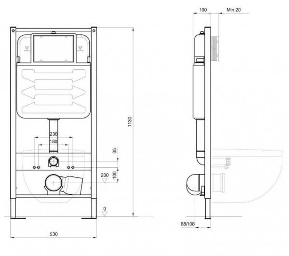 Инсталляция HYDROSMART для подвесного унитаза 07801.N