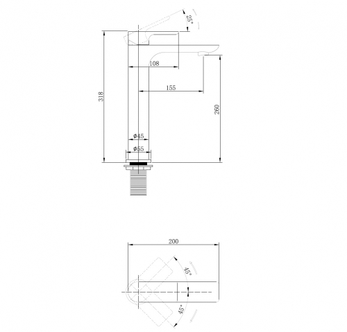 Смеситель ABBER Weiss Insel AF8011B для раковины, черный матовый
