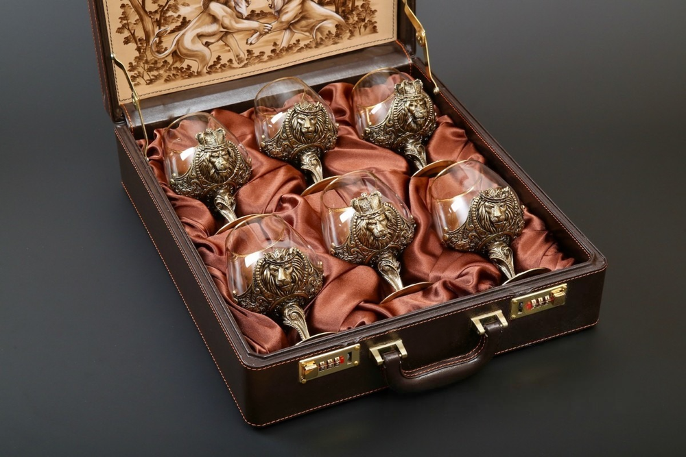 Бокал для коньяка "Царский" 6 шт . в подарочном футляре с художественным оформлением