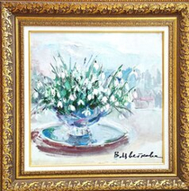 Картина Цветковой В.П. "Подснежники" холст/масло 50х50