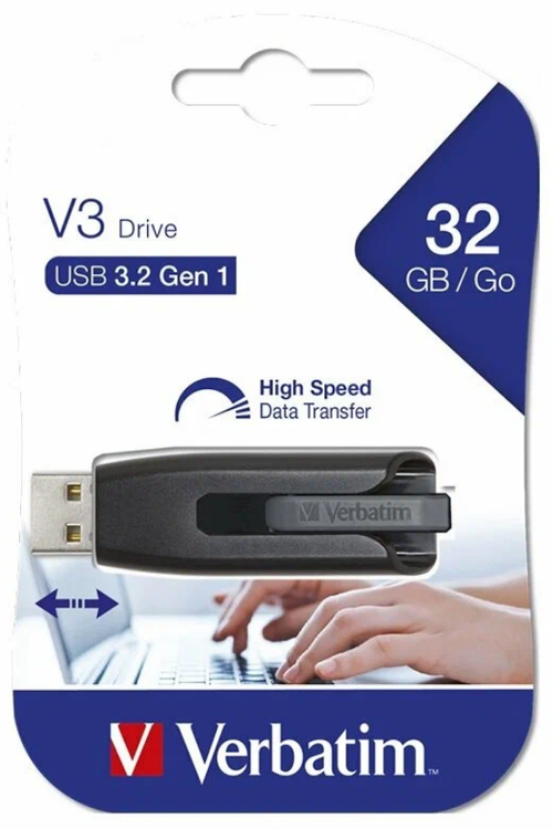 Флешка 32-GB USB-3.0 VERBATIM V3 чёрный