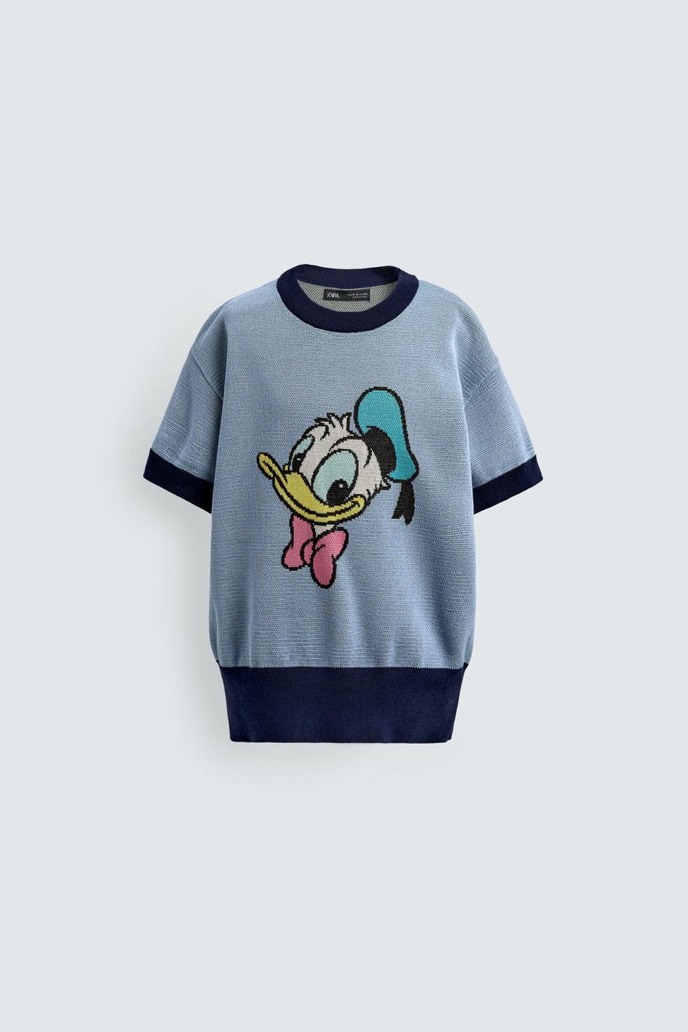 ZARA X DISNEY ТРИКОТАЖНАЯ ФУТБОЛКА DONALD DUCK, СИНИЙ