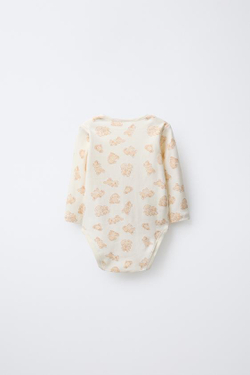 ZARA НАБОР ИЗ ПЯТИ БОДИ С ПРИНТОМ СОБАЧЕК, РЫЖЕВАТО-КОРИЧНЕВЫЙ