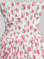 Платье 7730 короткое в цветок с пышной юбкой и сборкой на груди