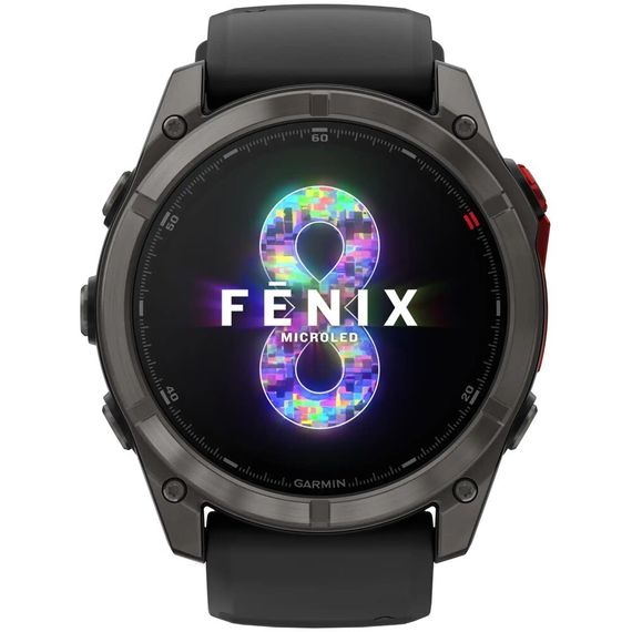 Умные часы Garmin Fenix 8 Pro MicroLED 51 мм, сапфировое стекло, титановый корпус Carbon Gray DLC, черно-серый ремешок