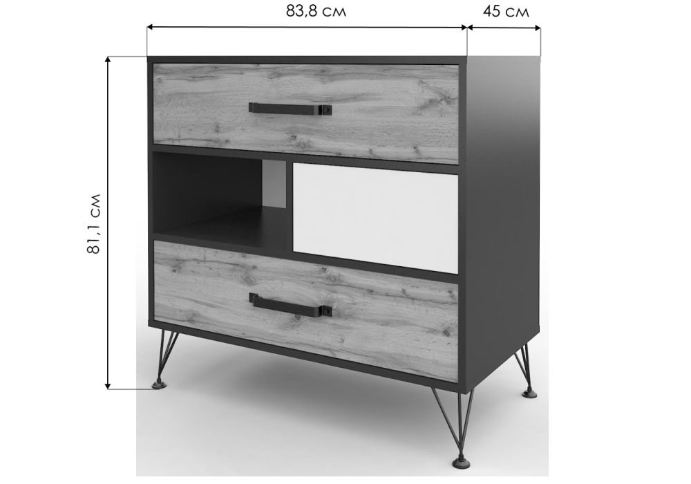 Комод Нобира антрацит / дуб ирландский
