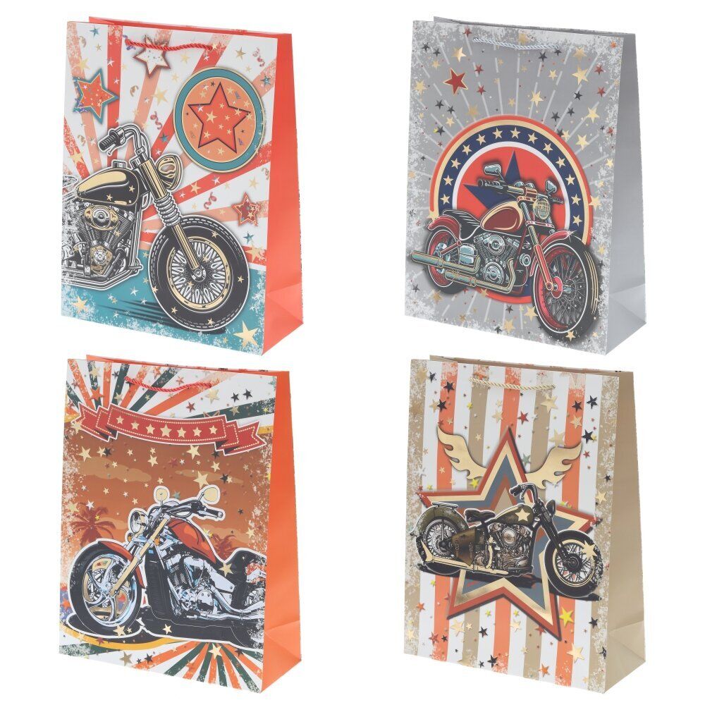 GAEM Пакет подарочный L (бумага 210г/м2, блок микс 12шт), L30 W12 H39 см, 4в.