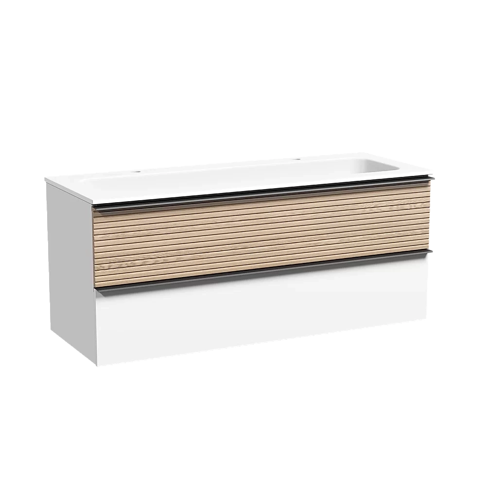 Тумба с раковиной Sancos DELTA DL120W 120 дуб светлый/белый