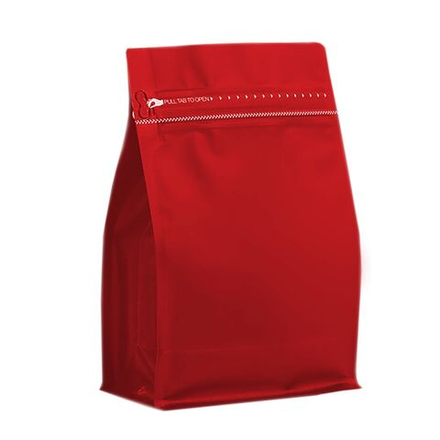 Пакет квадропак с зип-локом и клапаном красный 200-250 г кофе