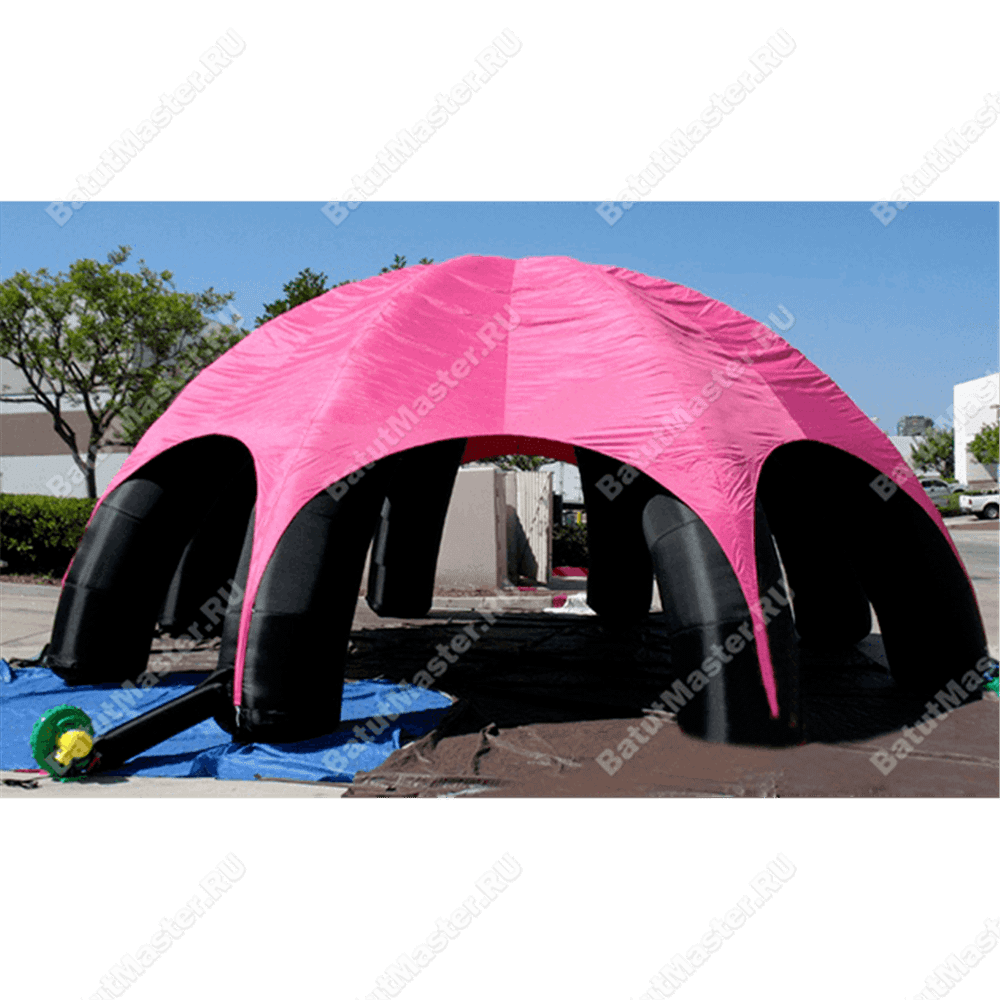 Надувной тент "Чёрно-розовый" 6*6*3 м, опоры и крыша из ПВХ