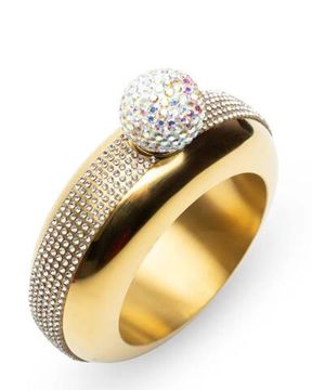 Фляжка , в виде браслета кольца со стразами , золотая