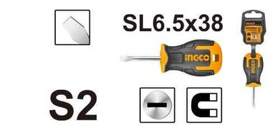 Отвертка плоская SL6.5 x 38 INGCO HS686038 INDUSTRIAL