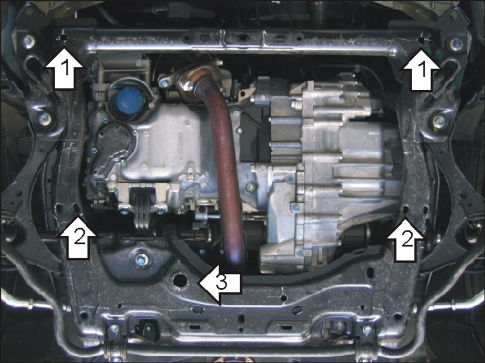 Защита картера Двигателя, КПП. 2 мм, Сталь. для Honda Civic VIII 2005-2012 MOTODOR.00812