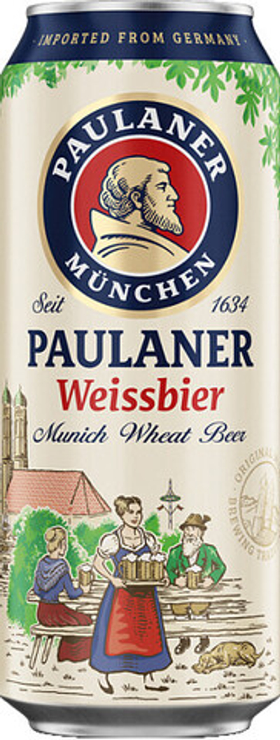 Пиво Пауланер Хефе-Вайсбир Нефильтрованное / Paulaner Hefe-Weissbier Naturtrub 0.5 - банка